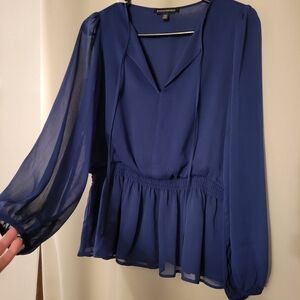 Banana Republic Navy Sheer Blouse
